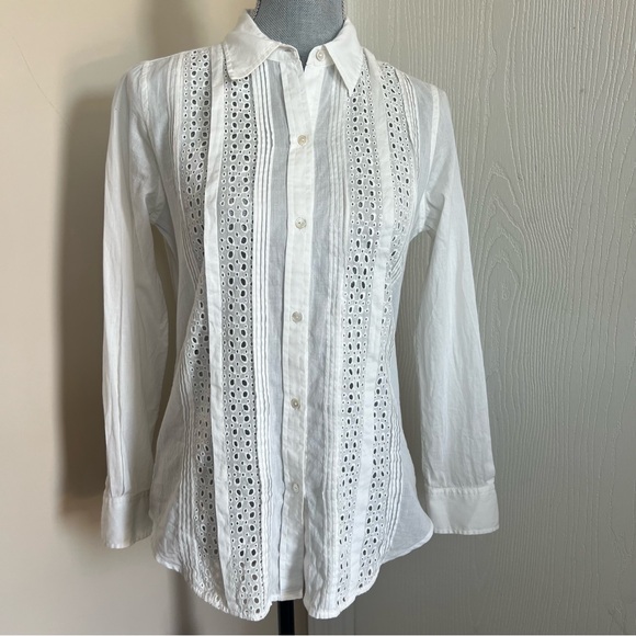 Nili Lotan Tara Eyelet Button Down Shirt - Picture 3 of 11